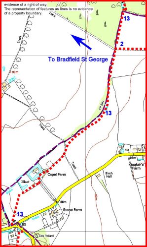 Map of footpath 13