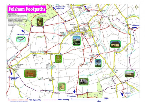 Map of Felsham footpaths